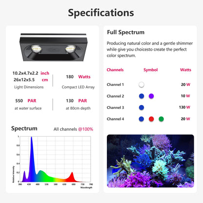 WiFi LED Aquarium Light 40–70cm for Reef Coral Tanks
