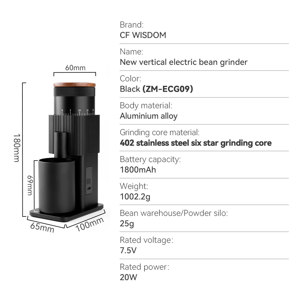 Rechargeable Portable Coffee Grinder with Adjustable Settings