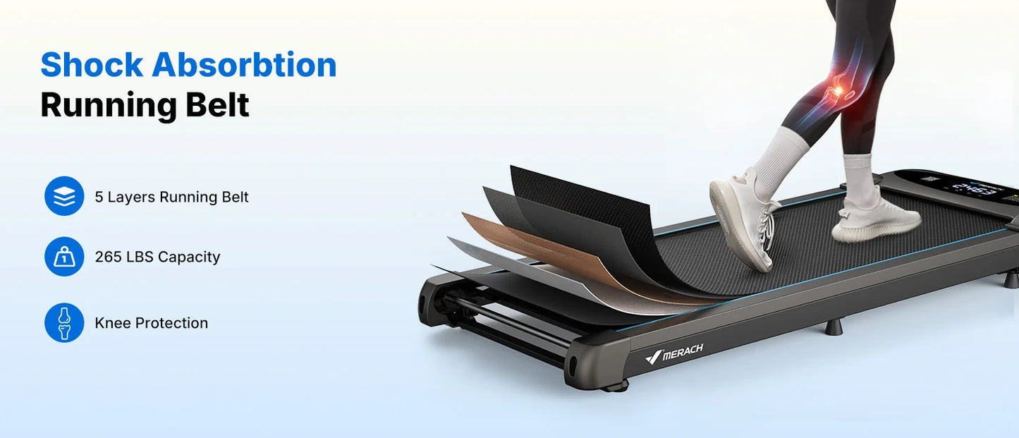 Portable Under Desk Treadmill with Remote and LED