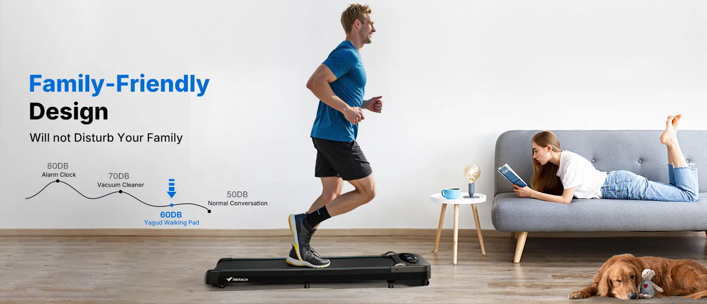 Portable Under Desk Treadmill with Remote and LED