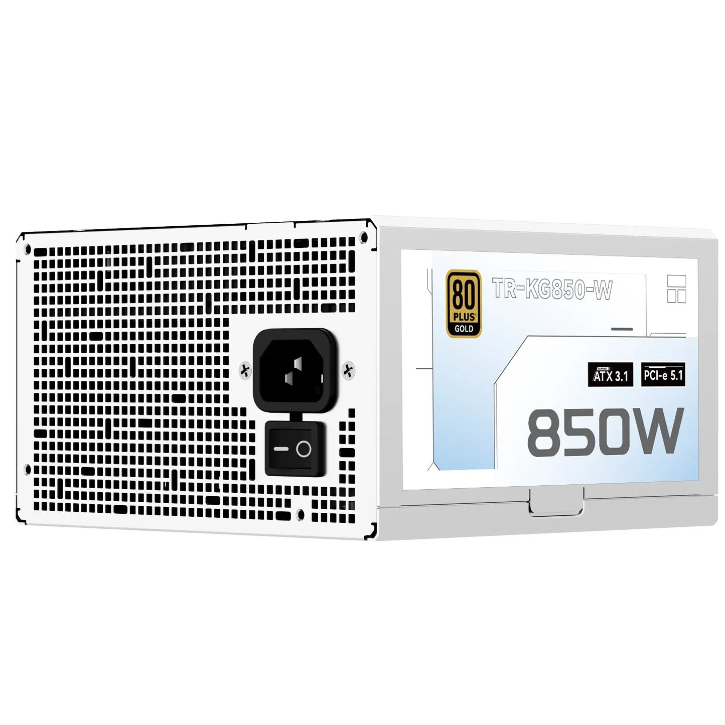 850W White Modular Gaming Power Supply with Quiet Cooling