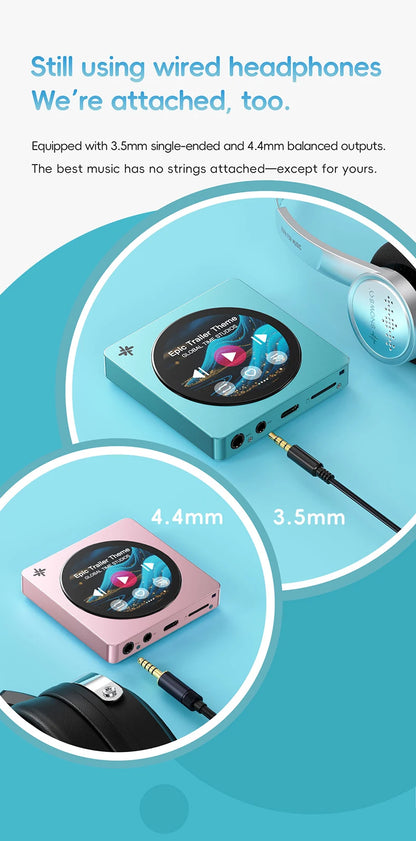 Sky Blue Portable Bluetooth LDAC Music Player Dual DAC Touchscreen