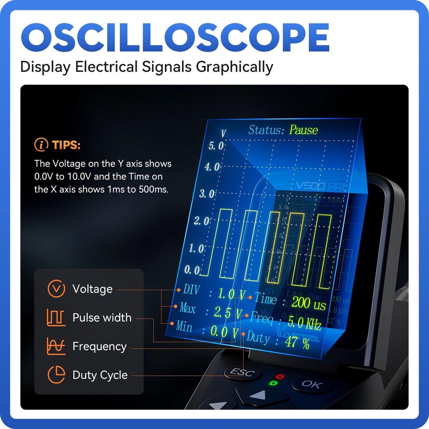 500 PRO Car Power Circuit Probe & Injector Tester