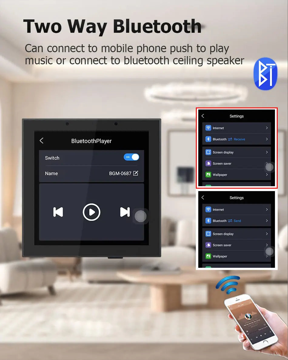 4-Inch Smart Wall Amplifier with WiFi Android 11 & Alexa