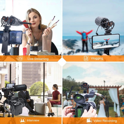 Professional Super Cardioid Camera Shotgun Microphone with Shock Mount