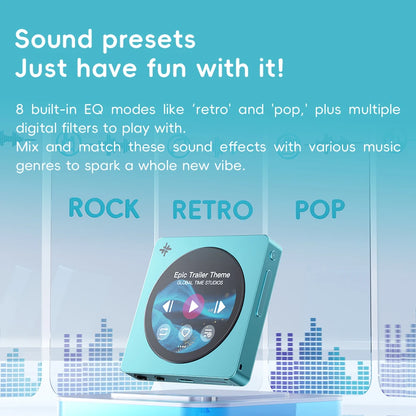 Sky Blue Portable Bluetooth LDAC Music Player Dual DAC Touchscreen