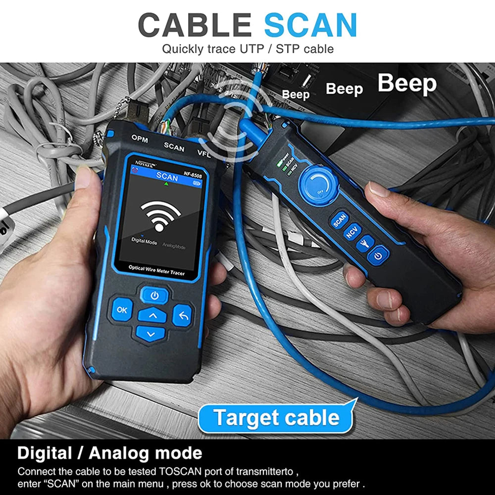 LCD Network Cable Tester with Wiremap PoE and Length Meter