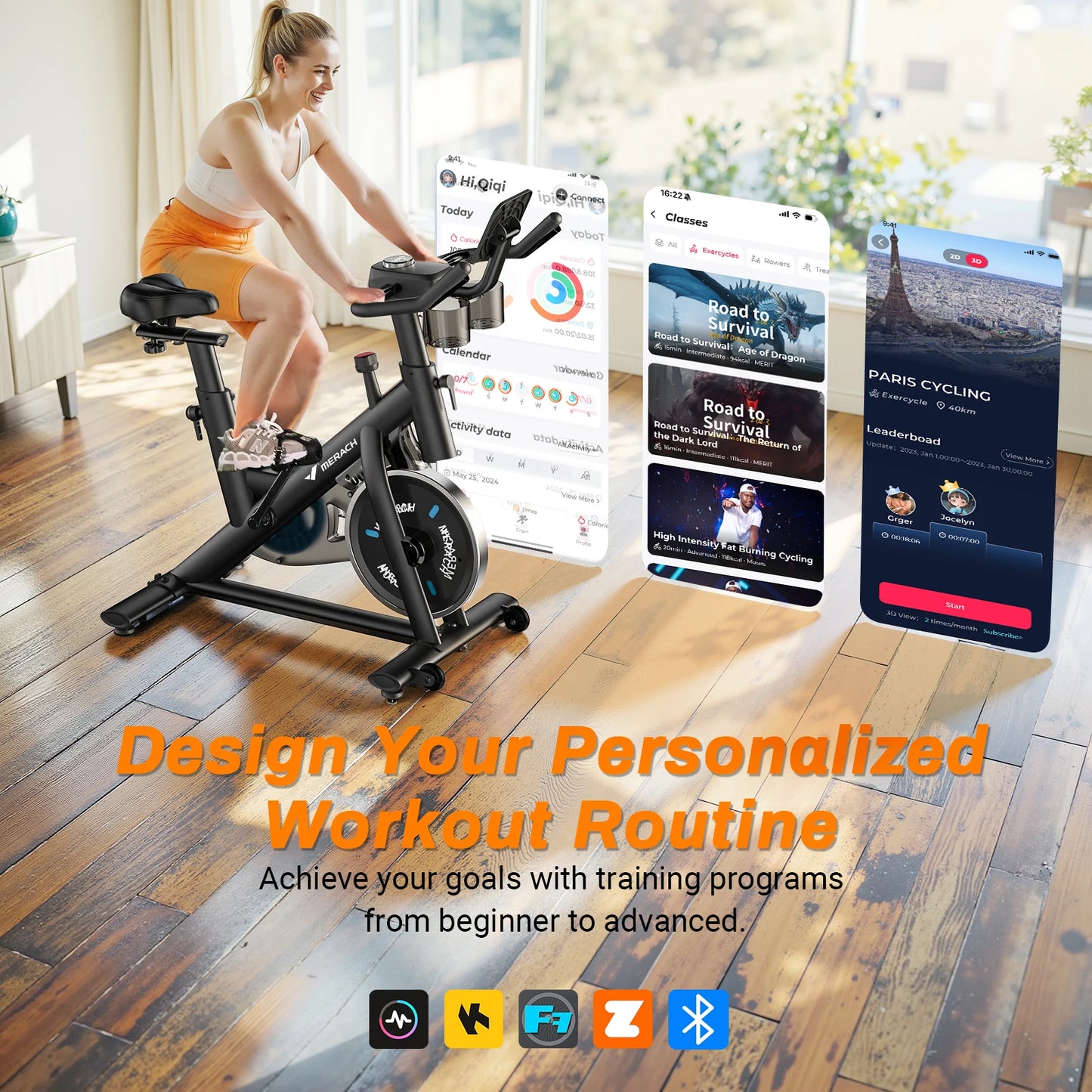 Indoor Exercise Bike with Tablet Mount & Low Noise