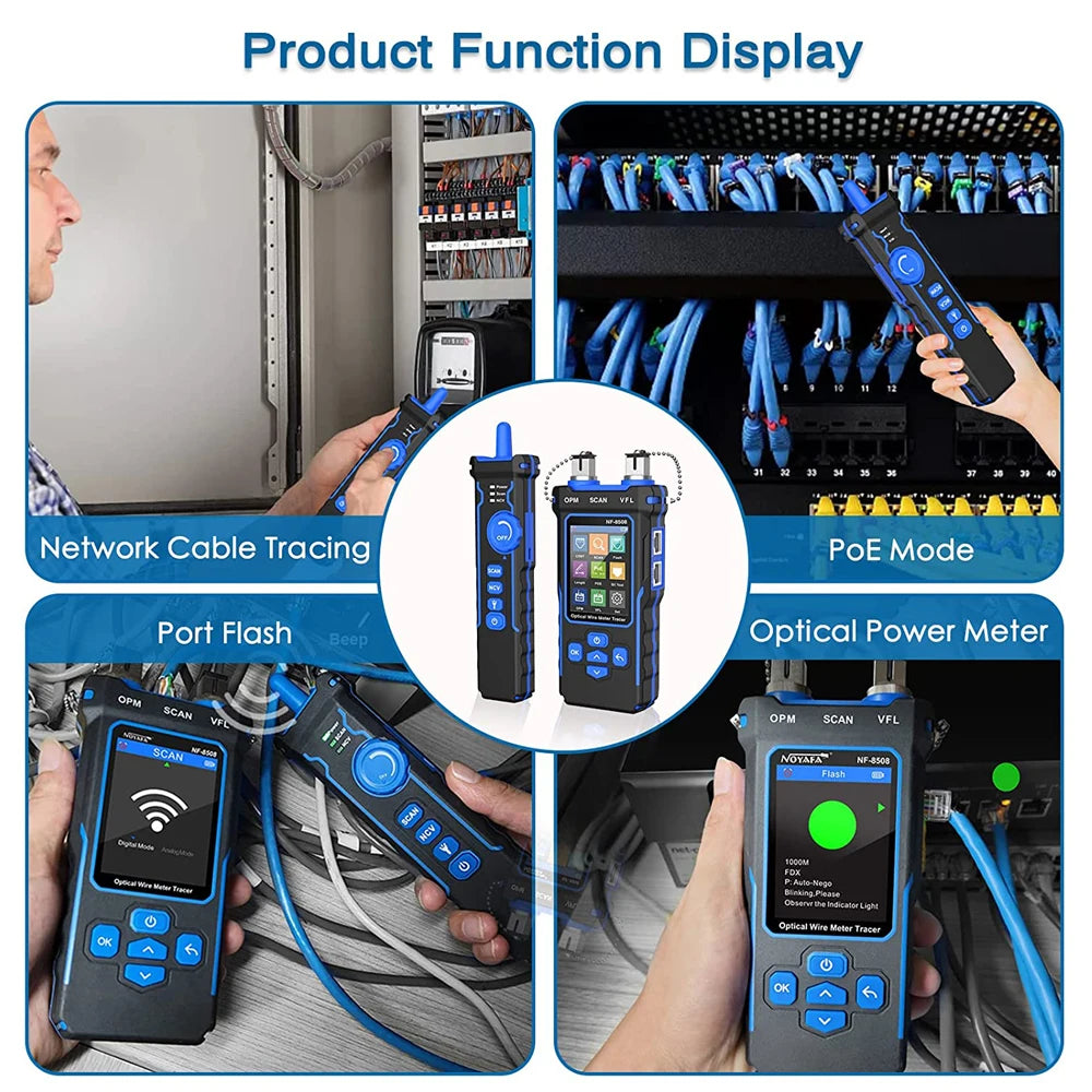 LCD Network Cable Tester with Wiremap PoE and Length Meter