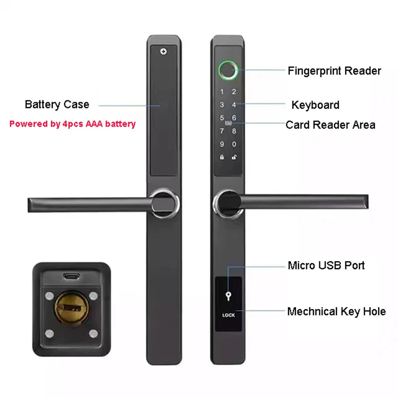Waterproof Smart Sliding Door Lock Fingerprint Bluetooth PIN