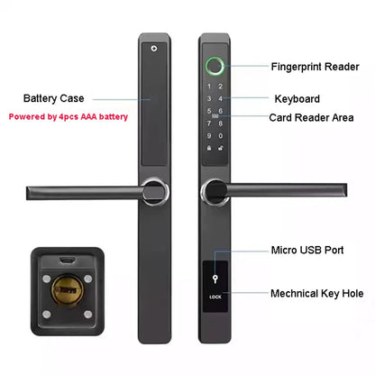 Waterproof Smart Sliding Door Lock Fingerprint Bluetooth PIN