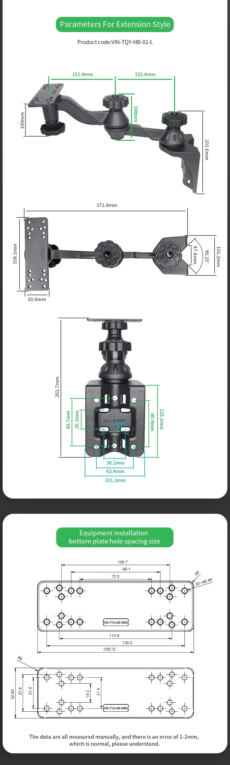 Adjustable Swing Arm 6 for Fish Finder Installation