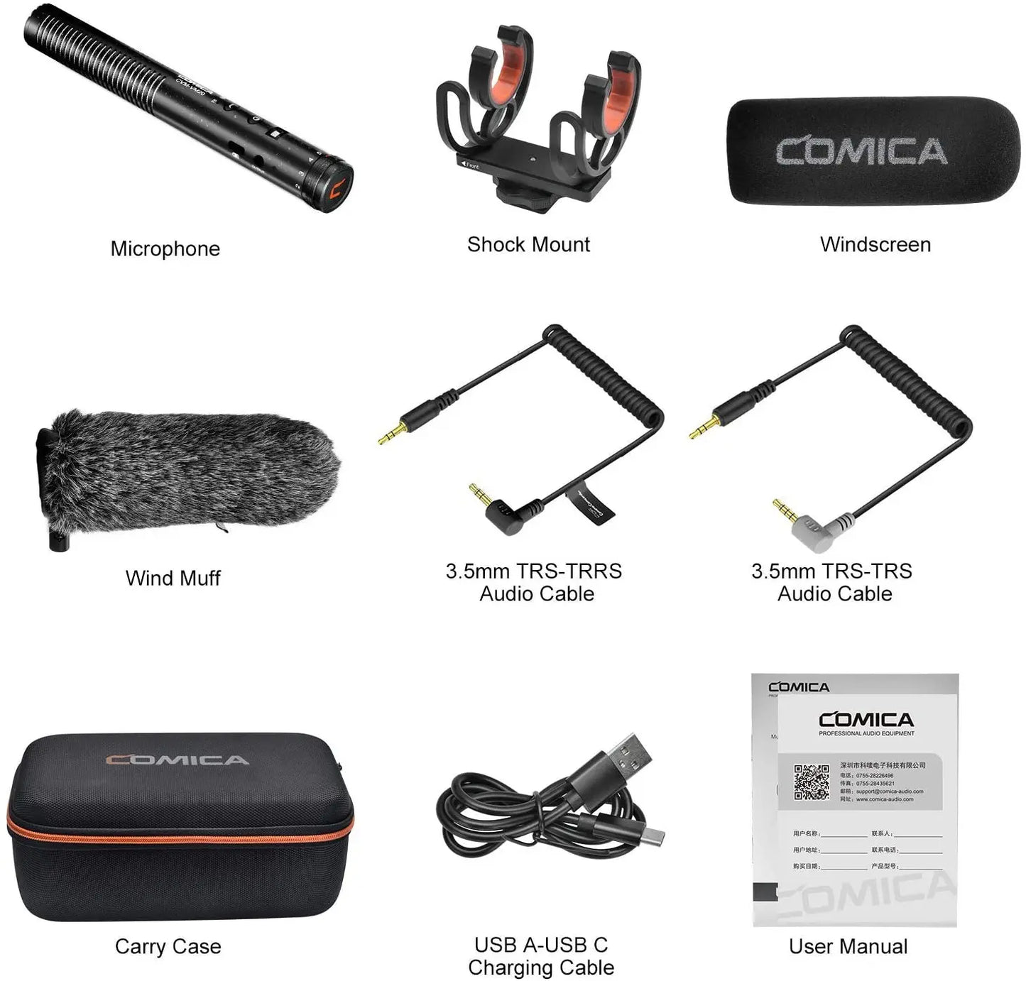 Professional Super Cardioid Camera Shotgun Microphone with Shock Mount