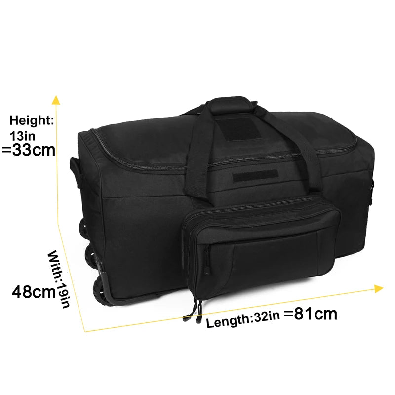 124L Grey Tactical Duffel Bag with Wheels for Travel