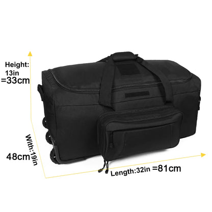 124L Grey Tactical Duffel Bag with Wheels for Travel