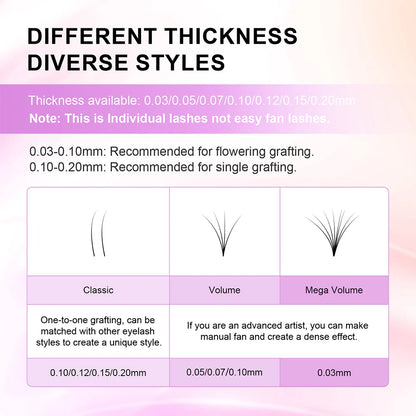 0.10mm Lightweight Mink Eyelash Extensions 50 Case Set
