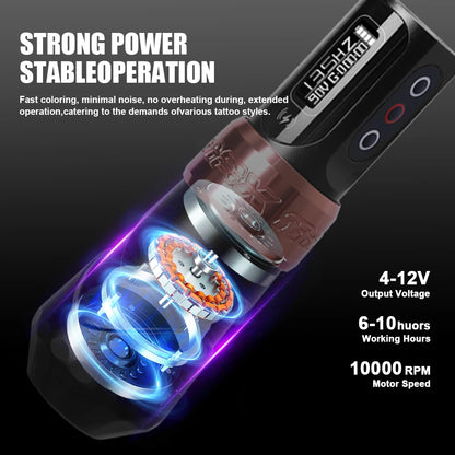 Glossy Gray Wireless Tattoo Pen with 2400mAh Battery