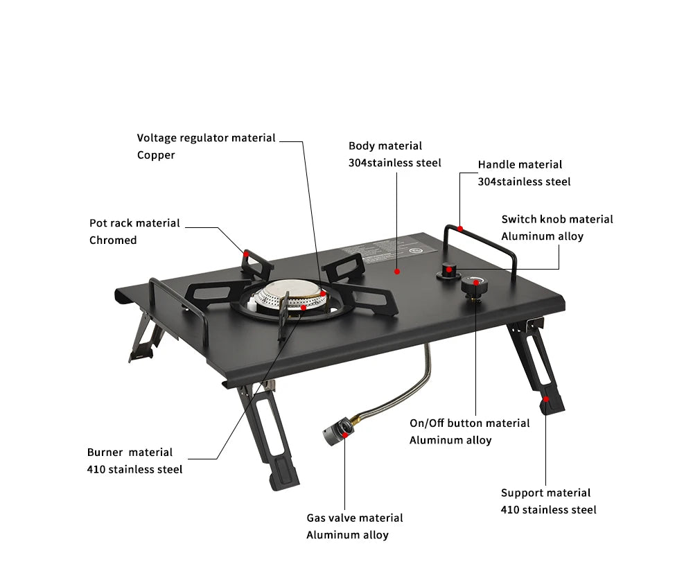 Compact Outdoor Gas Stove with Quick Ignite Function