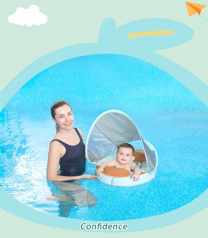 Baby Swim Float Light Green with Canopy and Safety Strap