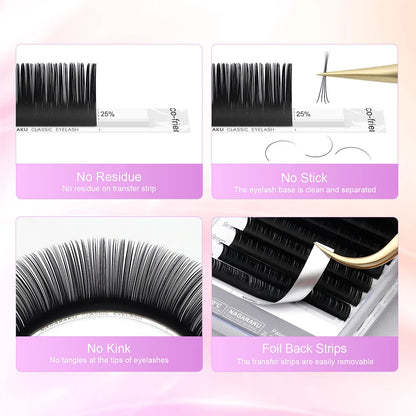 0.12mm Natural Synthetic Eyelash Extensions 50 Cases Lot