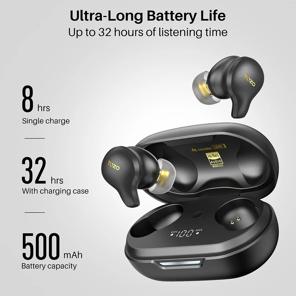 Wireless Bluetooth Earbuds with Hi-Res Sound and ANC