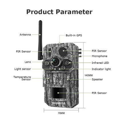 Smart GPS 5MP Outdoor Trail Camera 4G Solar 64GB