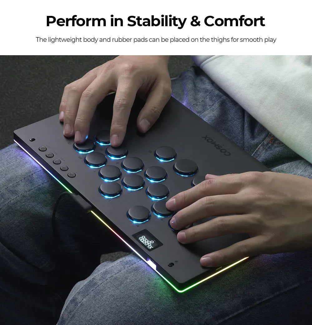 Stickless Fighting Game Arcade Controller with RGB Lighting