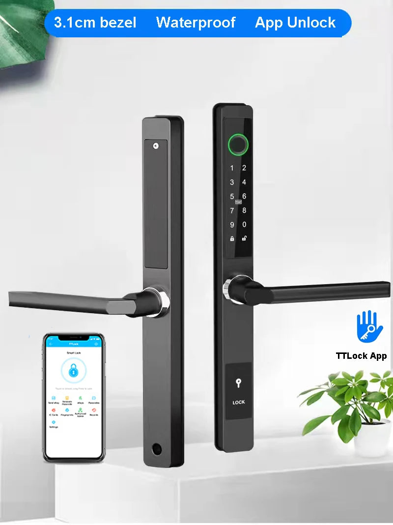 Waterproof Smart Sliding Door Lock Fingerprint Bluetooth PIN