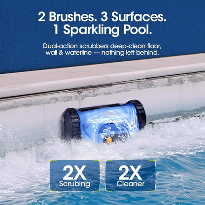 Cordless Robotic Pool Vacuum Sky Blue 150-Min Runtime
