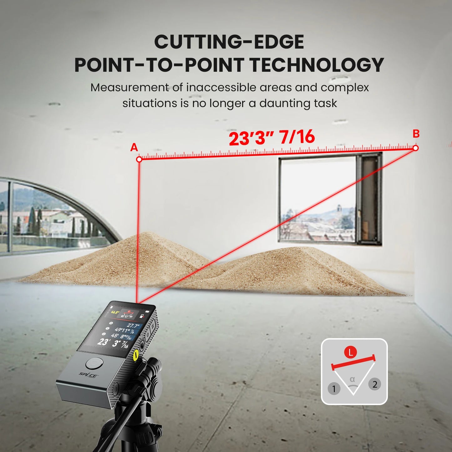 100M Laser Distance Measure with Bluetooth and Visual Aligning