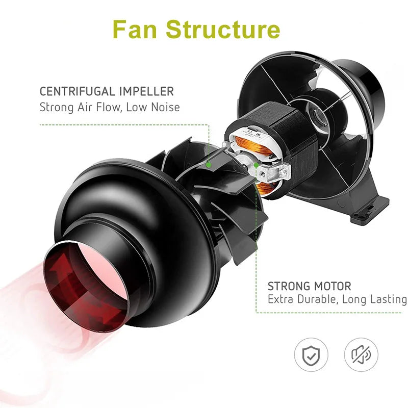 4 Inch Inline Duct Ventilation Fan with Speed Controller