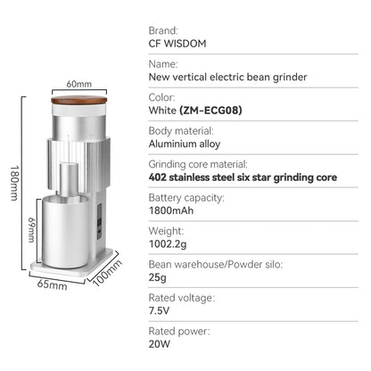 Compact Rechargeable Coffee Grinder with Adjustable Grinding Levels