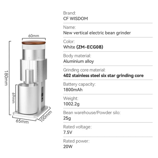 Compact Rechargeable Coffee Grinder with Adjustable Grinding Levels
