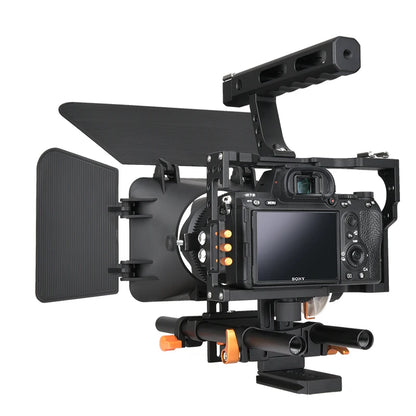 Professional Camera Cage with Dual Cold Shoe Mounts Orange