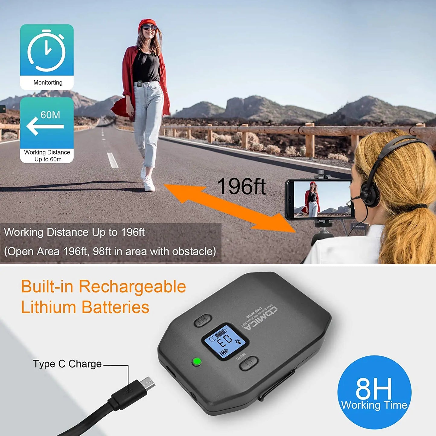 USB-C Wireless Handheld Condenser Microphone 6 Channels