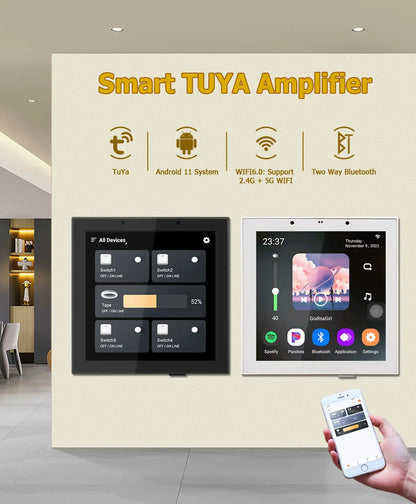 4-Inch Smart Wall Amplifier with WiFi Android 11 & Alexa
