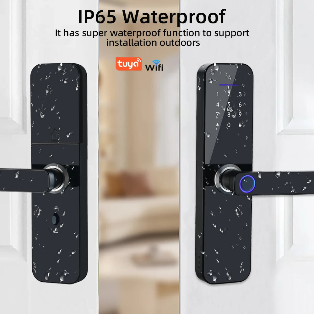 Smart Door Lock Tuya WiFi Fingerprint Password App Keyless Entry