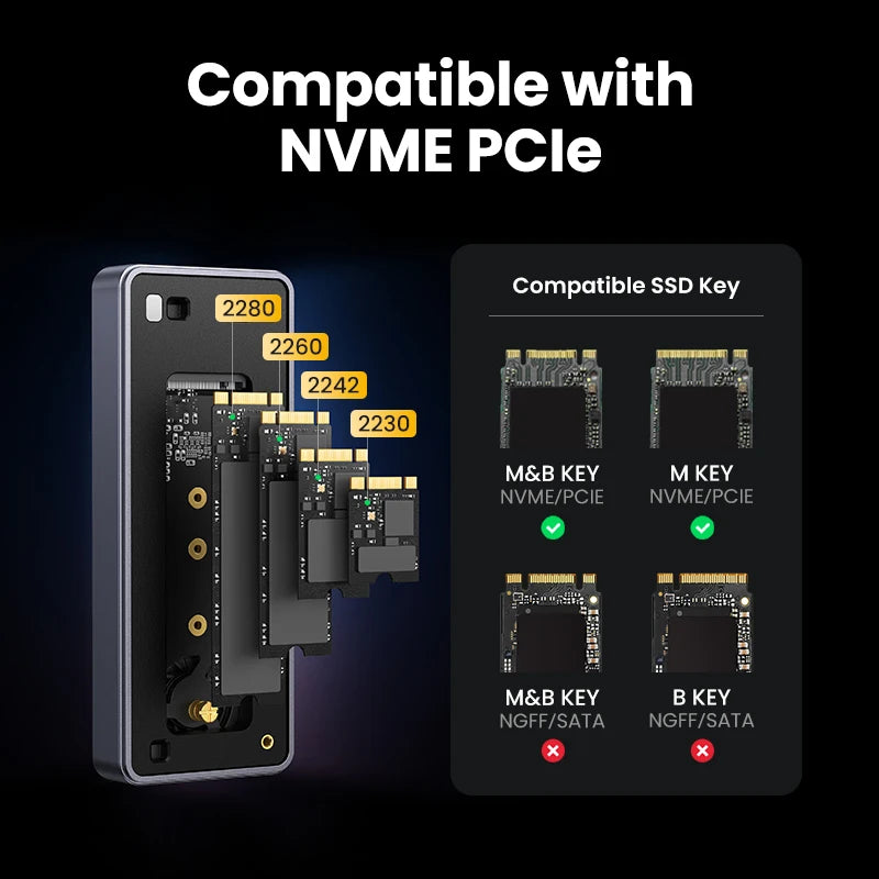 40Gbps USB4 NVMe SSD Enclosure Aluminum Cooling Case