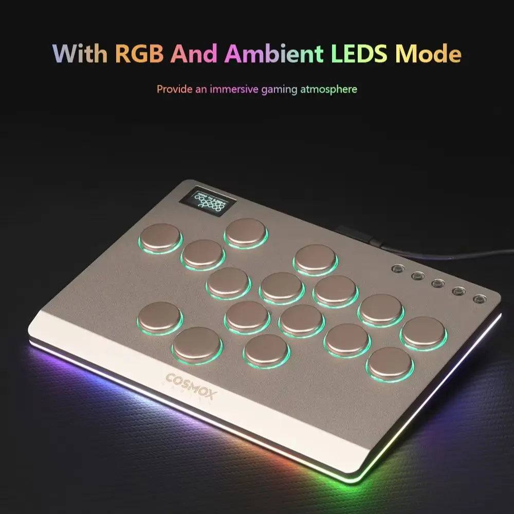 Gold Leverless Arcade Stick Fighting Game Controller