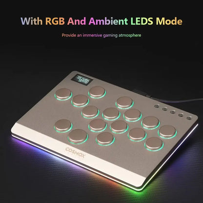 Gold Leverless Arcade Stick Fighting Game Controller