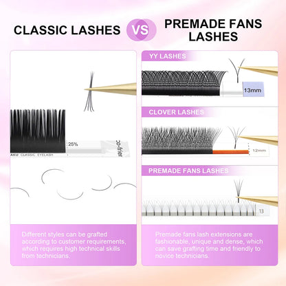 0.10mm Lightweight Mink Eyelash Extensions 50 Case Set