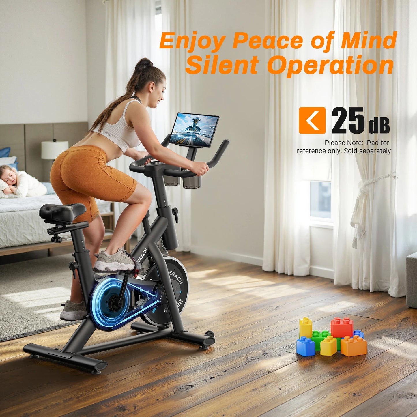 Indoor Exercise Bike with Tablet Mount & Low Noise