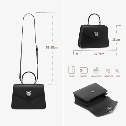 Women’s Black Leather Crossbody Saddle Shoulder Bag