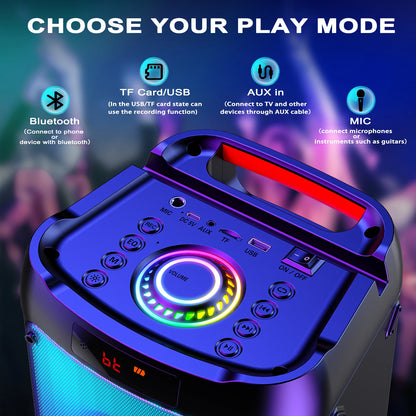 Wireless Home Karaoke Party Speaker with LED Lights