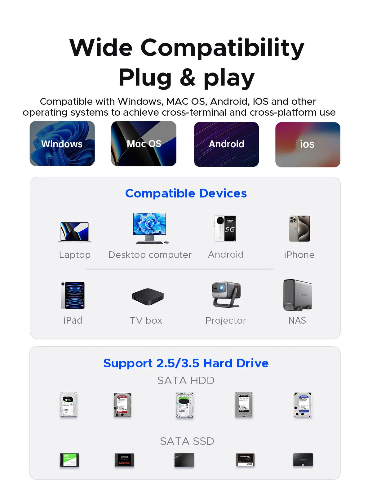 2-Bay HDD Docking Station USB 3.0 5Gbps Cooling Fan