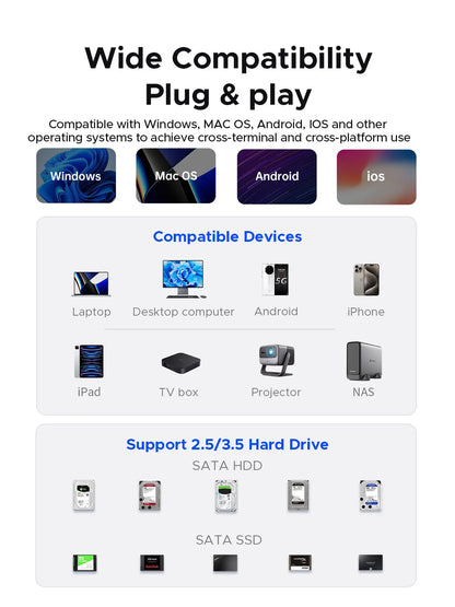 2-Bay HDD Docking Station USB 3.0 5Gbps Cooling Fan