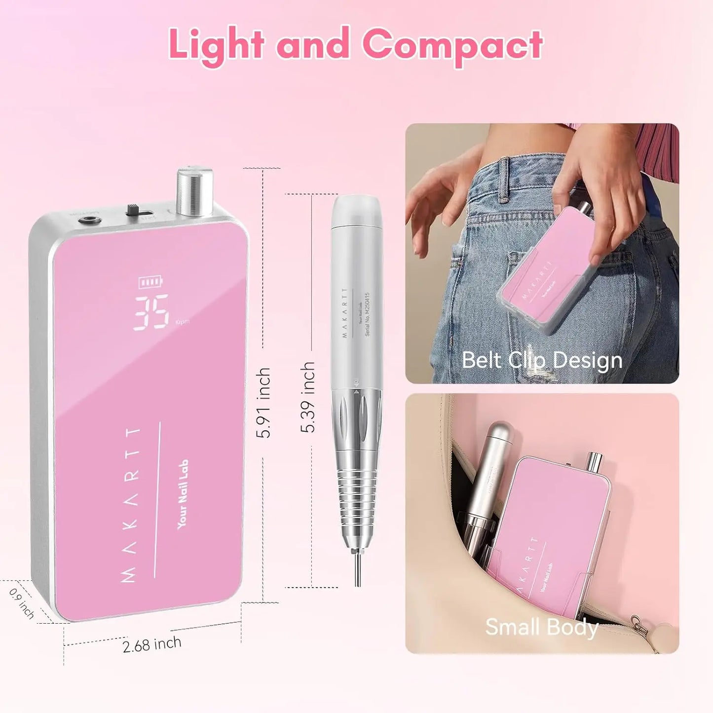 Professional Nail Drill 35000RPM Electric Rechargeable Efile