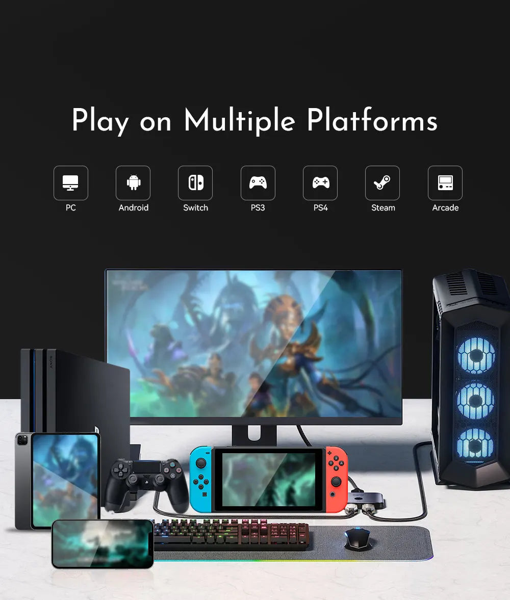 Mini Leverless Arcade Fight Stick Controller PC PS4 Switch