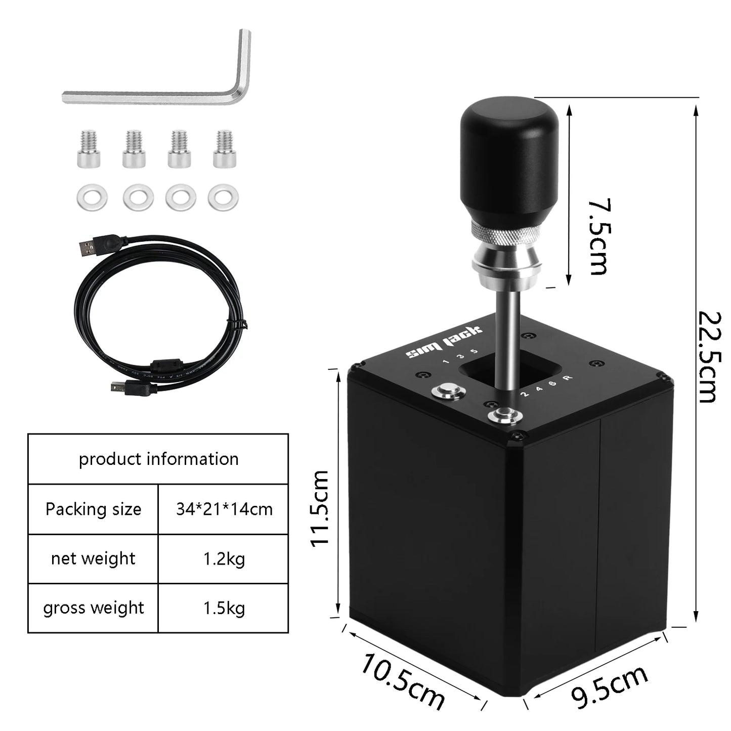 H Pattern Racing Gear Shifter USB Controller for PC
