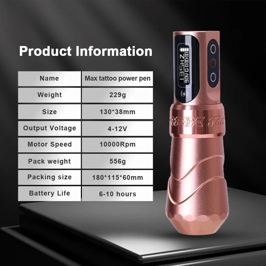 Rechargeable Coreless Tattoo Cartridge Pen  Gold 33